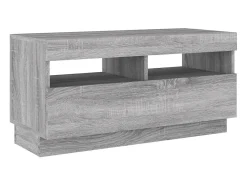 Clearance Helloshop26 Conjunto de 2 peças de móveis Sonoma Grey para TV/aparador com luzes LED para sala de estar quarto e sala de jantar 02_0025338 Cinzento