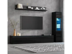 Móvel De Tv*Hauss Spole Conjunto de 3 peças para parede de TV - Suporte para TV + Vitrine + Prateleira - Preto
