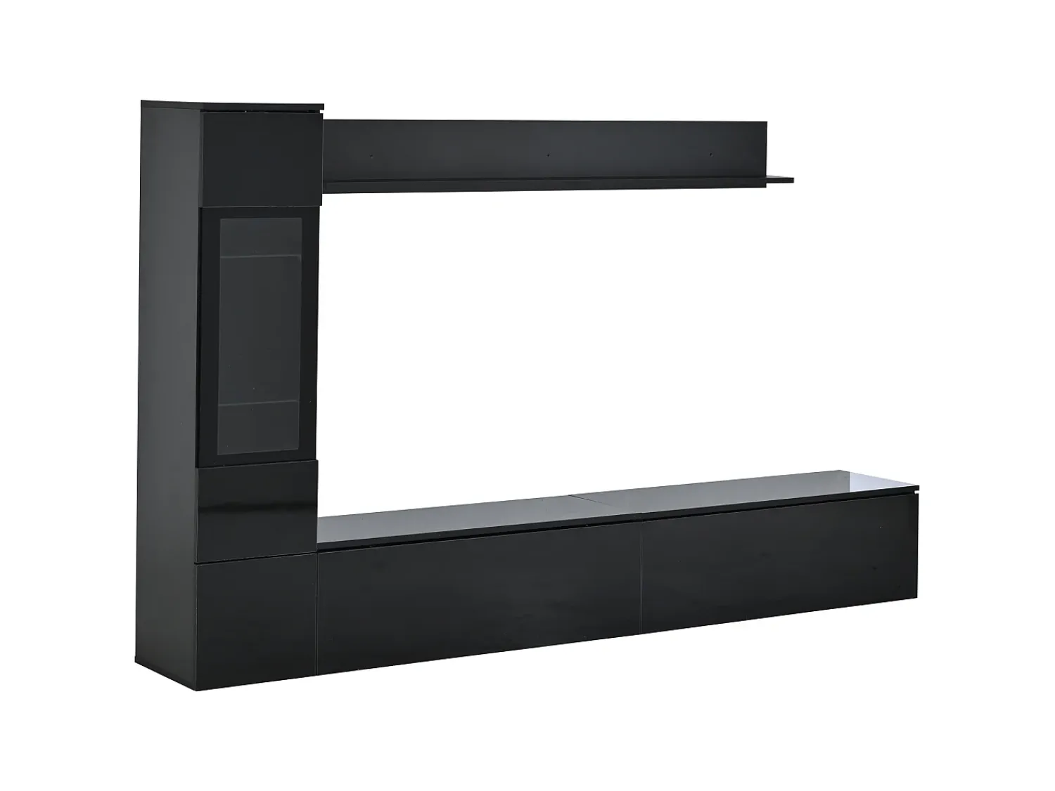 Móvel De Tv*Hauss Spole Conjunto de 3 peças para parede de TV - Suporte para TV + Vitrine + Prateleira - Preto