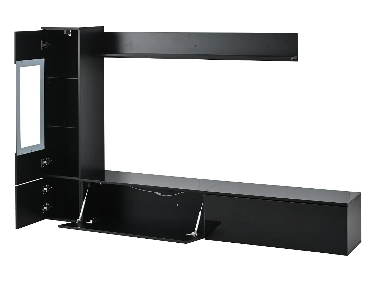 Móvel De Tv*Hauss Spole Conjunto de 3 peças para parede de TV - Suporte para TV + Vitrine + Prateleira - Preto