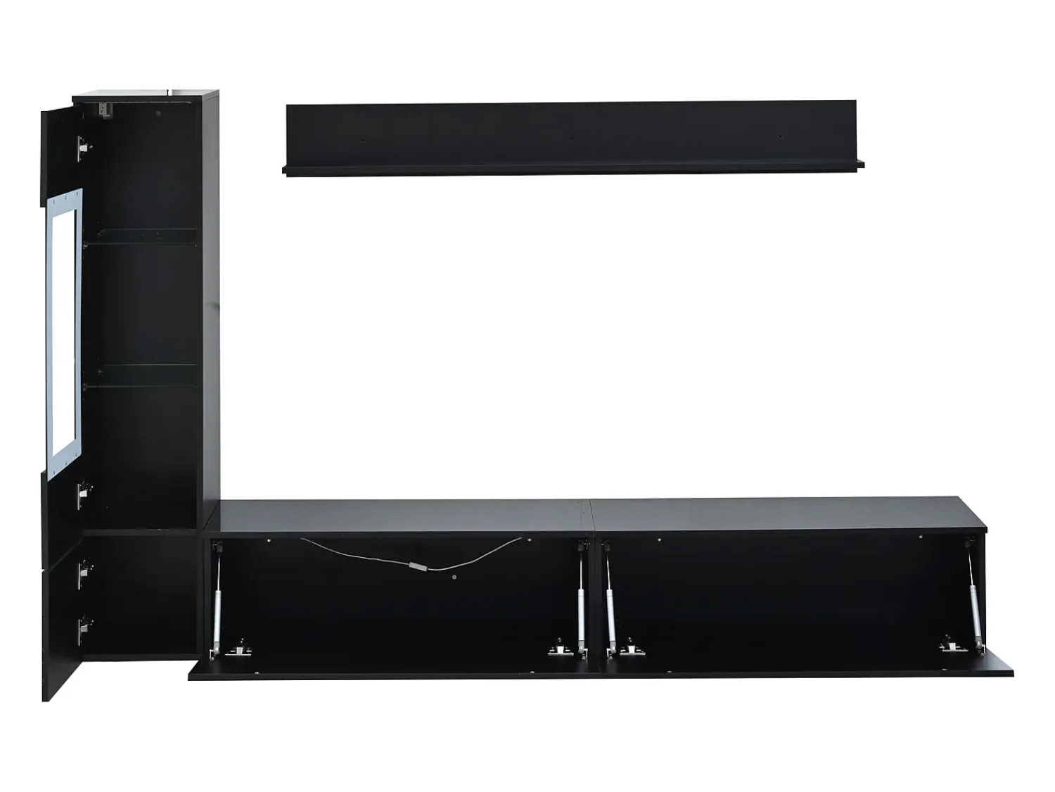 Móvel De Tv*Hauss Spole Conjunto de 3 peças para parede de TV - Suporte para TV + Vitrine + Prateleira - Preto