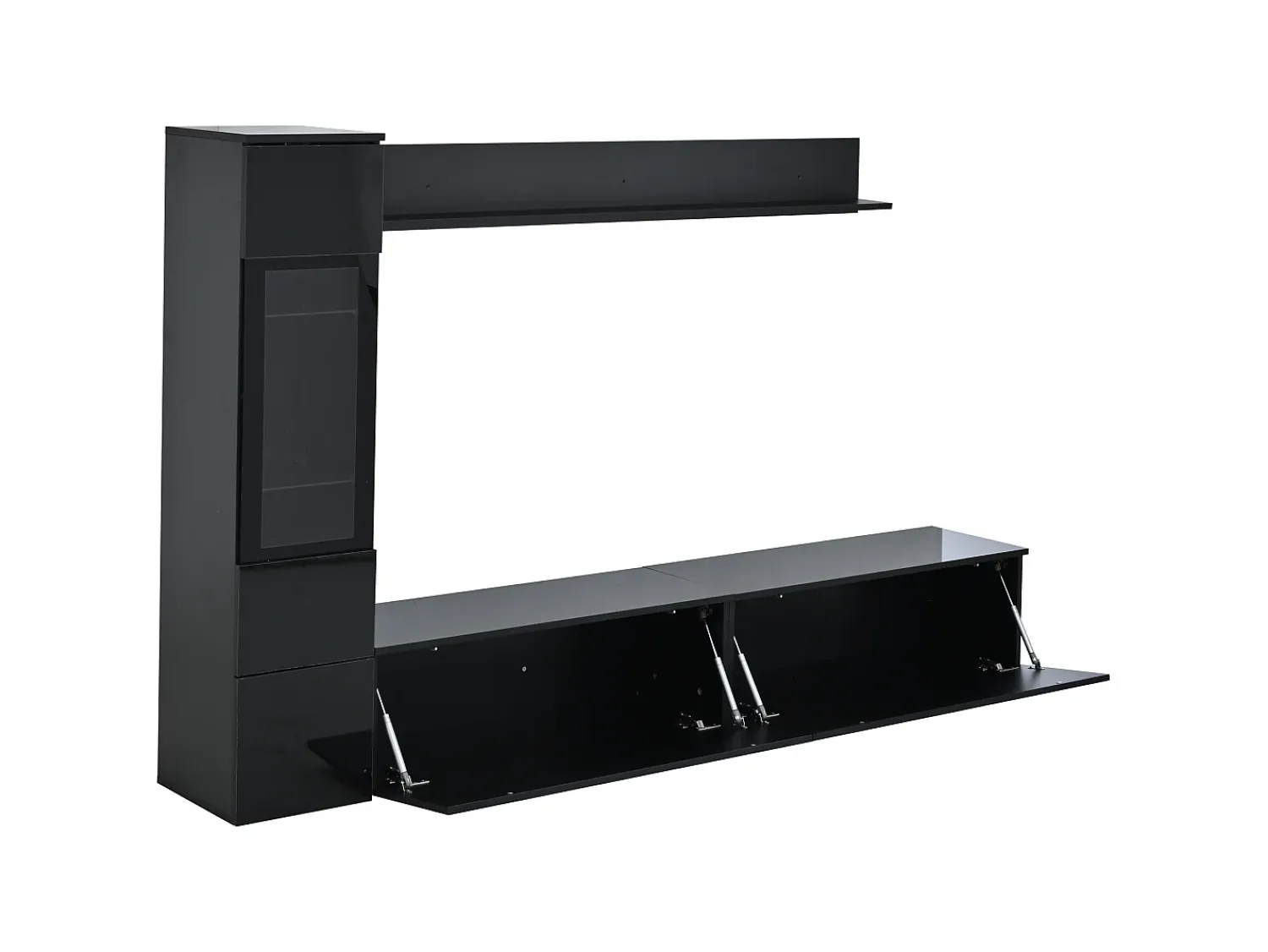 Móvel De Tv*Hauss Spole Conjunto de 3 peças para parede de TV - Suporte para TV + Vitrine + Prateleira - Preto