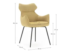 New Conjunto de 2 poltronas de veludo com pernas de metal 60x65 h90 cm Amarelo