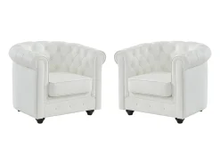 Poltrona|Vente-unique Conjunto de 2 poltronas em pele de búfalo icónico CHESTERFIELD Branco