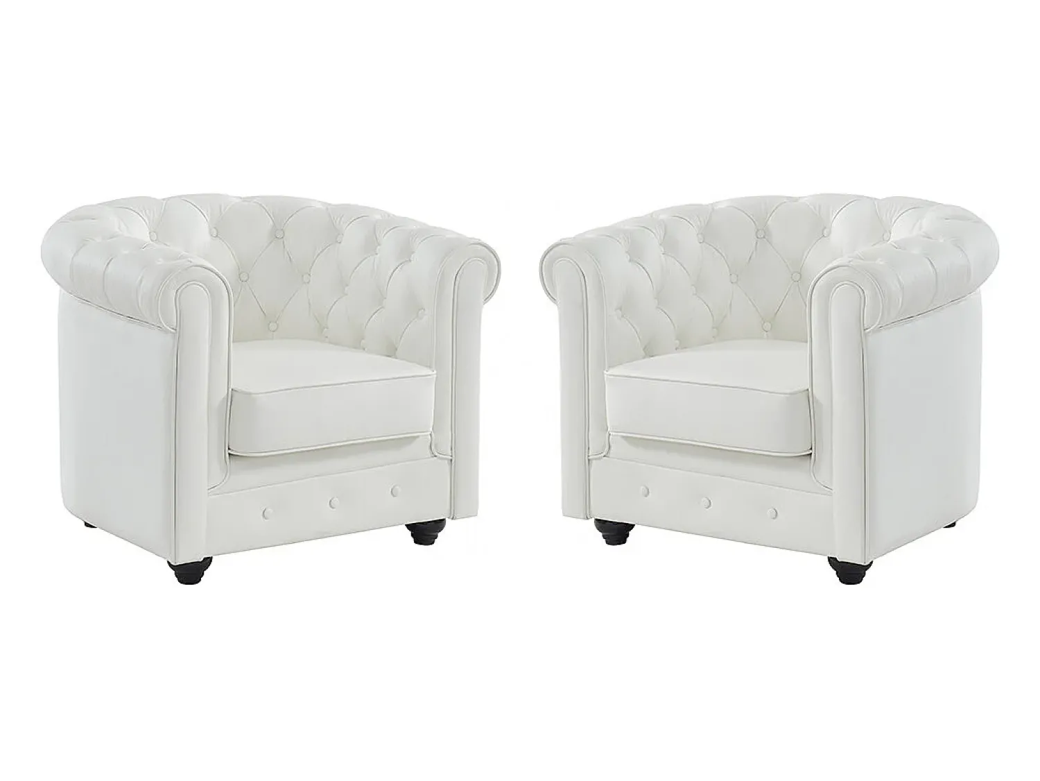 Poltrona|Vente-unique Conjunto de 2 poltronas em pele de búfalo icónico CHESTERFIELD Branco