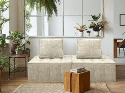 Sofá|Habitat et jardin Conjunto de 2 poltronas modulares em tecido texturado "Velluto" - Bege