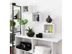 Akord Conjunto de 3 Prateleiras Suspensas 25x25cm Brancas - Montagem Fácil^ Prateleira
