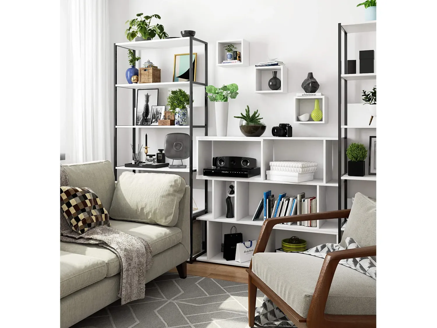 Akord Conjunto de 3 Prateleiras Suspensas 25x25cm Brancas - Montagem Fácil^ Prateleira