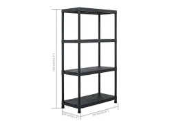 Prateleira*Helloshop26 Conjunto de 5 prateleiras de armazenamento 60 x 30 x 138 cm plástico 02_0000674 Preto