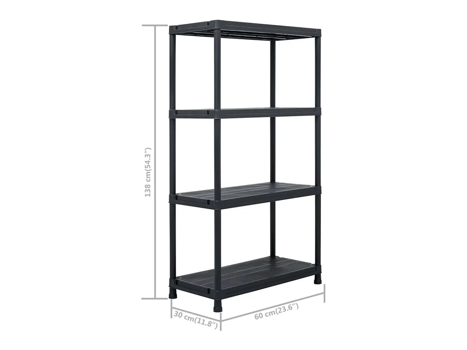 Prateleira*Helloshop26 Conjunto de 5 prateleiras de armazenamento 60 x 30 x 138 cm plástico 02_0000674 Preto