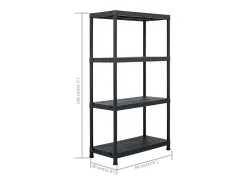 Prateleira|Helloshop26 Conjunto de 2 prateleiras de armazenamento 60 x 30 x 138 cm plástico 02_0000670 Preto