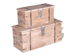vidaxl Conjunto de arcas de arrumação 2 pcs madeira maciça de acácia^ Acessórios De Arrumação