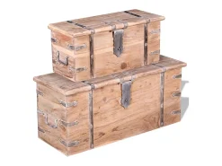 Acessórios De Arrumação* Conjunto de arcas de arrumação 2 pcs madeira maciça de acácia PT609526 Castanho