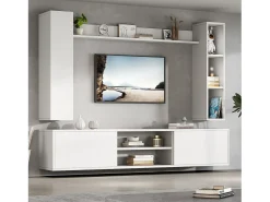 Merax Conjunto de armário de TV de parede - 180 x 35 x 123,5 cm - com prateleira independente e 2 prateleiras de parede - aglomerado -^ Móvel De Tv