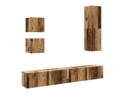 Móvel De Tv*vidaxl Conjunto de armário TV de parede 5 pcs madeira madeira velha Castanho