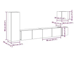 vidaxl Conjunto de armário TV de parede 5 pcs madeira madeira velha^ Móvel De Tv