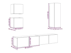 vidaxl Conjunto de armário TV de parede 5 pcs madeira madeira velha^ Móvel De Tv