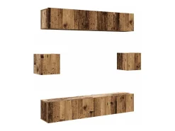 New vidaxl Conjunto de armário TV de parede 6 pcs madeira madeira velha Castanho