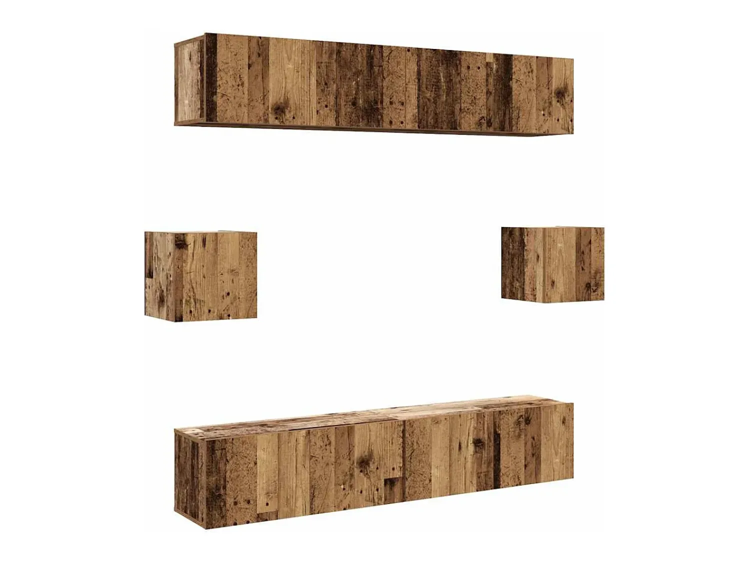 New vidaxl Conjunto de armário TV de parede 6 pcs madeira madeira velha Castanho