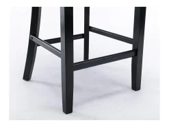 Banco*KOMHTOM Conjunto de bancos de bar com detalhes rebitados e pés em madeira, acabamento com tachas cromadas, veludo, Cinzento