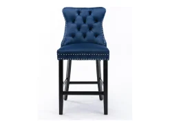 Best KOMHTOM Conjunto de bancos de bar com rebites decorativos e pés em madeira, acabamento cromado com tachas, revestimento em veludo, Azul
