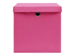 Best vidaxl Conjunto de Caixas de Arrumação com Tampas - 4 Peças 28x28x28 cm Rosa
