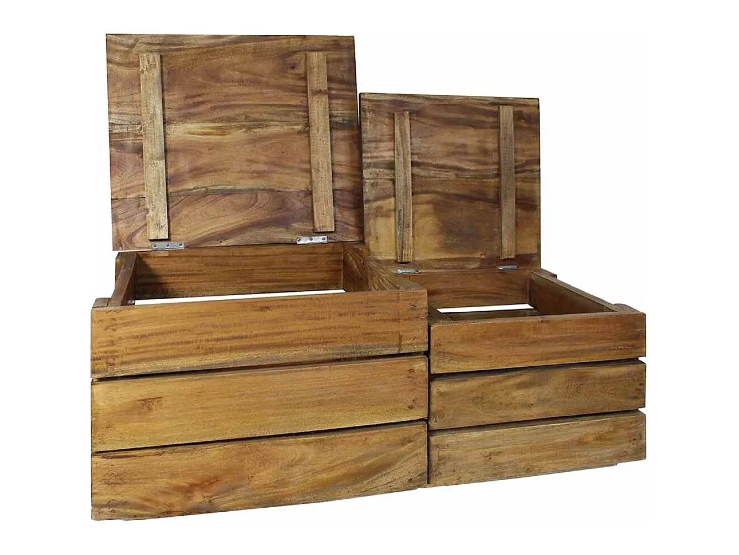 Hot vidaxl Conjunto de caixas de arrumação 2 pcs madeira de mogno maciça Natural claro