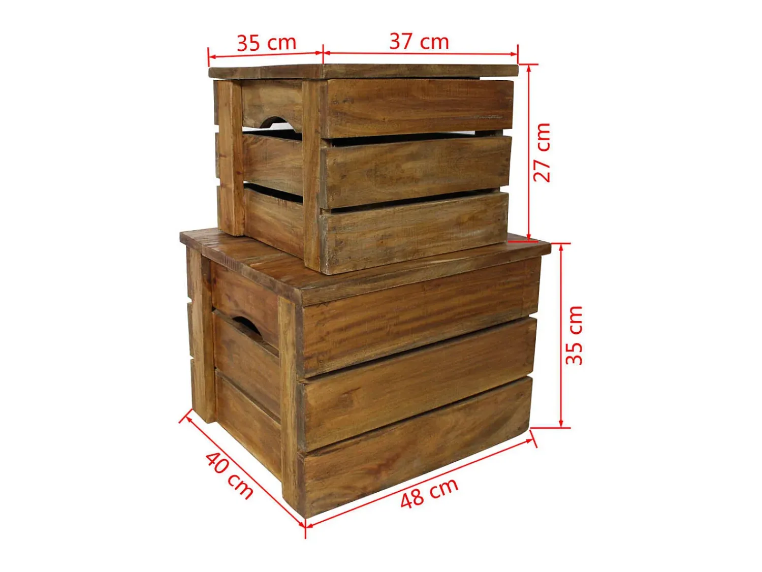 Hot vidaxl Conjunto de caixas de arrumação 2 pcs madeira de mogno maciça Natural claro