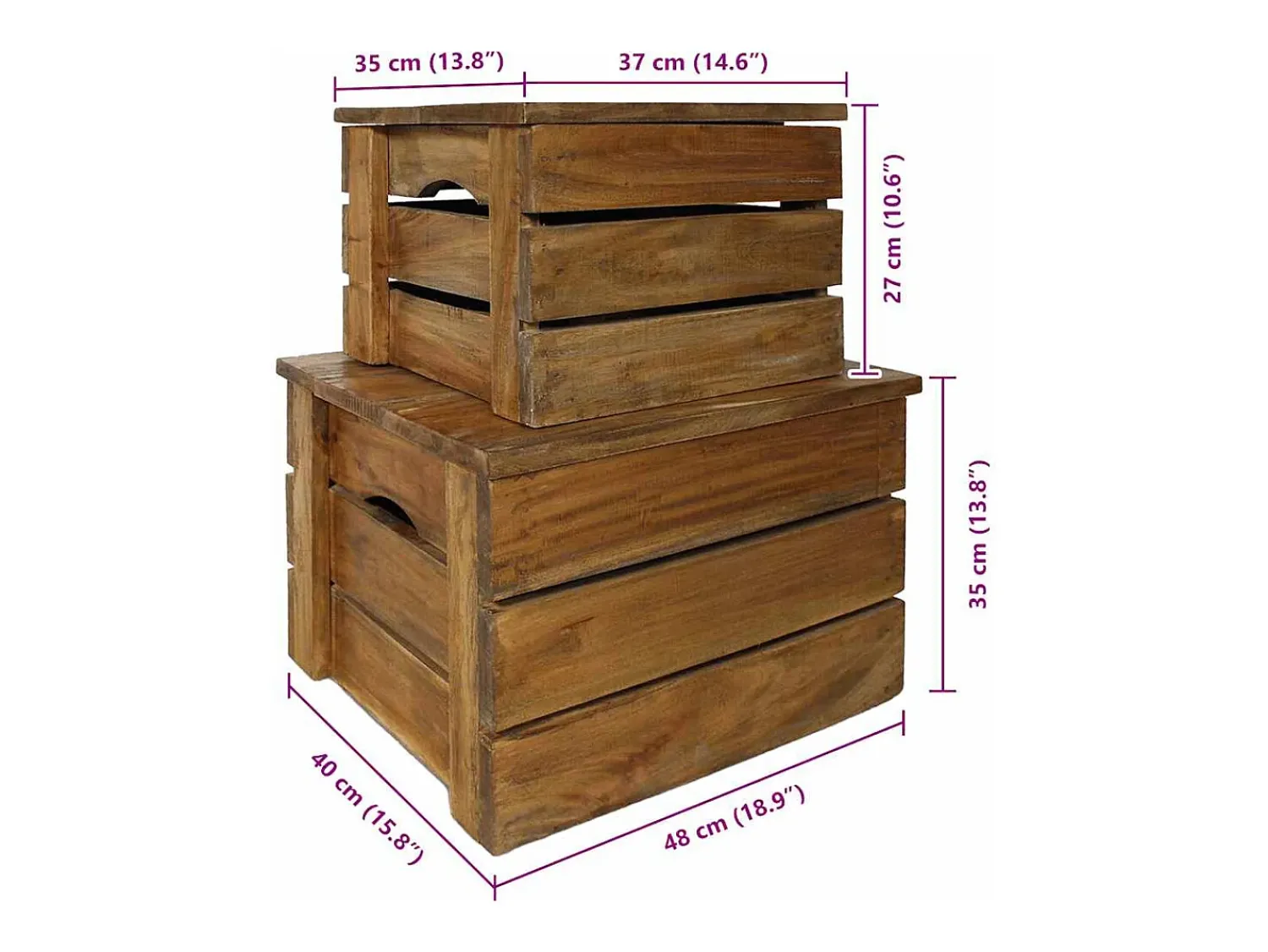 Hot vidaxl Conjunto de caixas de arrumação 2 pcs madeira de mogno maciça Natural claro
