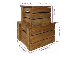 Hot vidaxl Conjunto de caixas de arrumação 2 pcs madeira de mogno maciça Natural claro