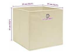 vidaxl Conjunto de Caixas de Arrumação Dobráveis em Tecido Creme - 4 Peças 32x32x32 cm^ Acessórios De Arrumação