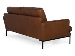 Sofá|Giner y colomer Conjunto de canapés para 3 pessoas em couro estilo vintage com pés de metal. Castanho