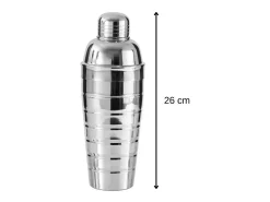 Best Fackelmann Conjunto de cocktail inox 750 ml com doseador dupla face 2/4 cl e 3 colheres-canudos 18 cm Cinzento