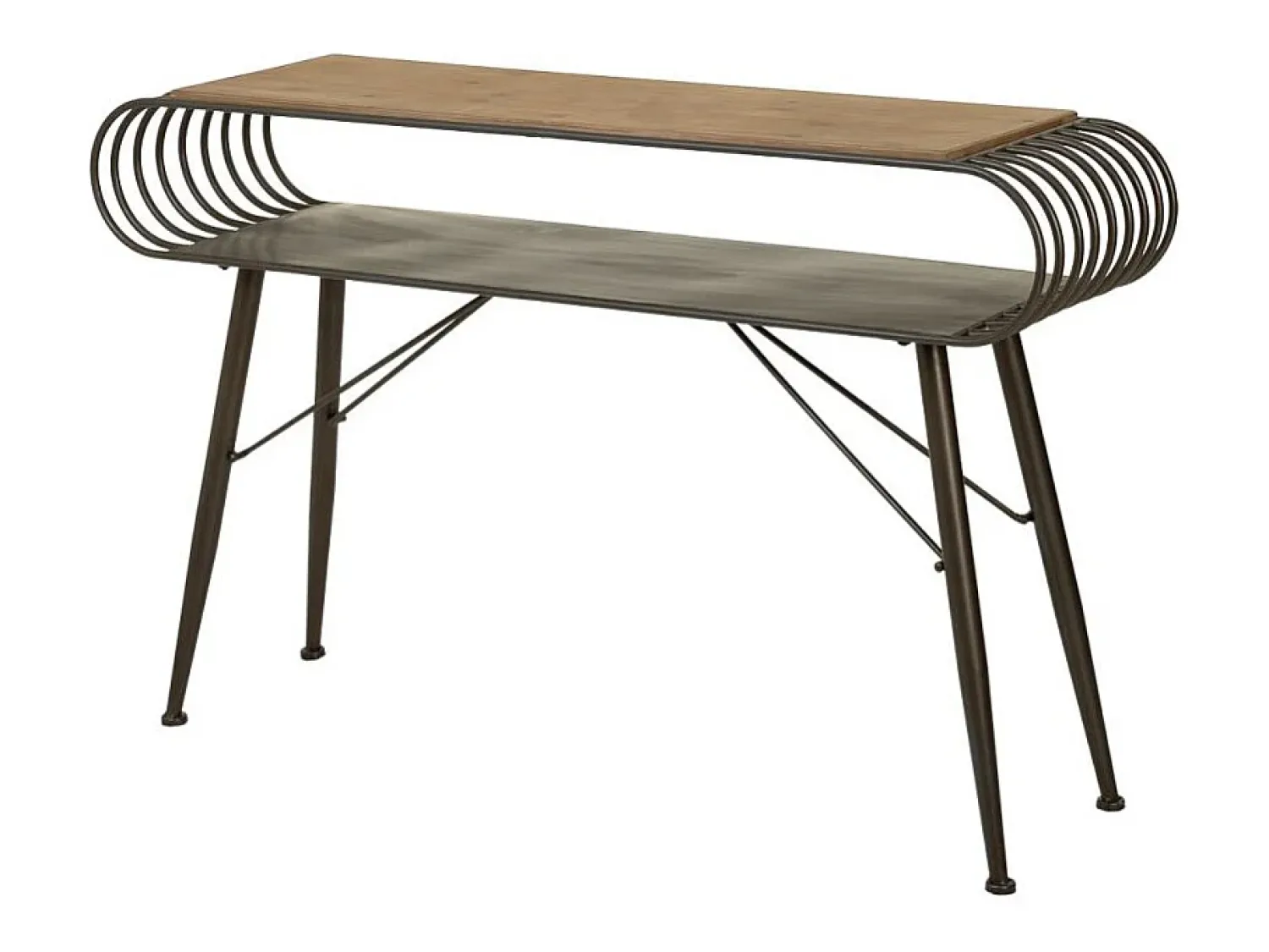 Consola* Conjunto de corredor em madeira marrom e metal Castanho