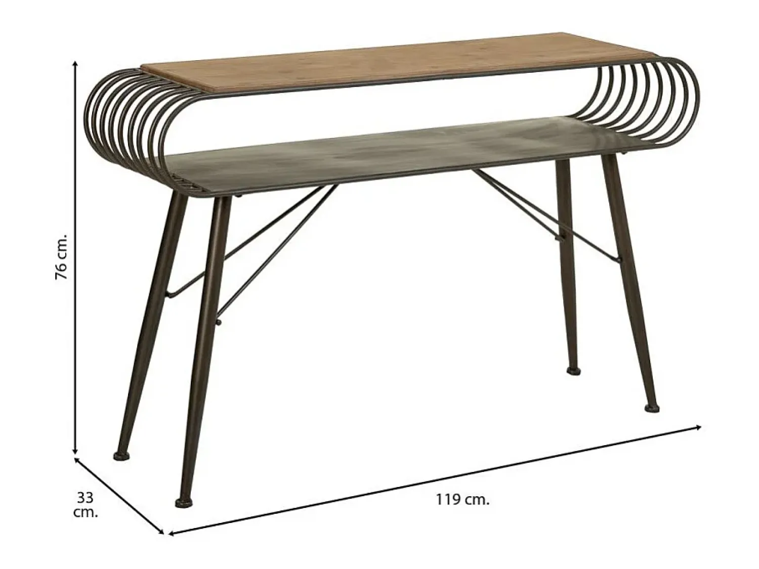 Consola* Conjunto de corredor em madeira marrom e metal Castanho
