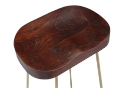 Banco|Helloshop26 Conjunto de dois bancos de bar de design exclusivo assento em madeira maciça de mangueira 1202101 Castanho