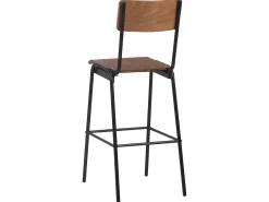 Helloshop26 Conjunto de duas banquetas de bar de design assento marrom madeira compensada maciça e aço 1202082^ Banco