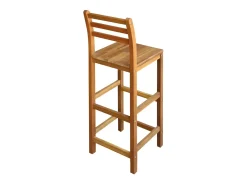 Banco*Mobikasa Conjunto de duas banquetas de bar de design exclusivo com assento em madeira maciça de acácia (código 1202053). Castanho