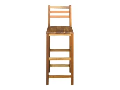 Banco*Mobikasa Conjunto de duas banquetas de bar de design exclusivo com assento em madeira maciça de acácia (código 1202053). Castanho