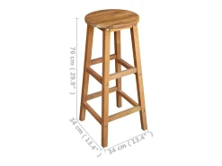 Mobikasa Conjunto de duas banquetas de bar de design exclusivo com assento em madeira maciça de acácia (código 1202064).^ Banco