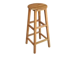 Mobikasa Conjunto de duas banquetas de bar de design exclusivo com assento em madeira maciça de acácia (código 1202064).^ Banco