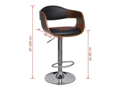 Banco*Mobikasa Conjunto de duas banquetas de bar de design assento com encosto couro sintético 1202186 Preto