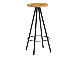 Helloshop26 Conjunto de duas banquetas de bar de design exclusivo assento em madeira maciça de mangueira 1202183^ Banco