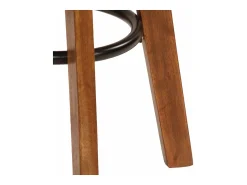 Mobikasa Conjunto de duas banquetas de bar de design exclusivo assento em madeira de acácia couro genuíno 1202112^ Banco
