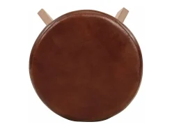 Mobikasa Conjunto de duas banquetas de bar de design exclusivo assento em madeira de acácia couro genuíno 1202112^ Banco