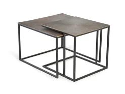 New Giner y colomer Conjunto de duas mesas com bases, pés em bronze e metal. Cinzento