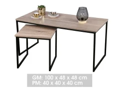 Mesa De Centro|Meublorama Conjunto de duas mesas de centro design moderno com dimensões 100x50x40cm Castanho