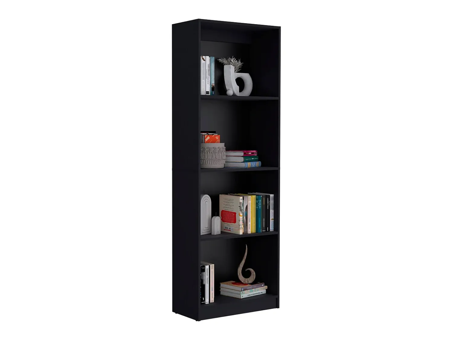 Biblioteca|TuHome Conjunto de estante de escritório em melamina de 3 peças com prateleiras, 180.6 cm X 188.4 cm X 29.9 cm , Preto