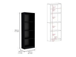 Biblioteca|TuHome Conjunto de estante de escritório em melamina de 3 peças com prateleiras, 180.6 cm X 188.4 cm X 29.9 cm , Preto