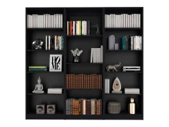 Biblioteca|TuHome Conjunto de estante de escritório em melamina de 3 peças com prateleiras, 180.6 cm X 188.4 cm X 29.9 cm , Preto
